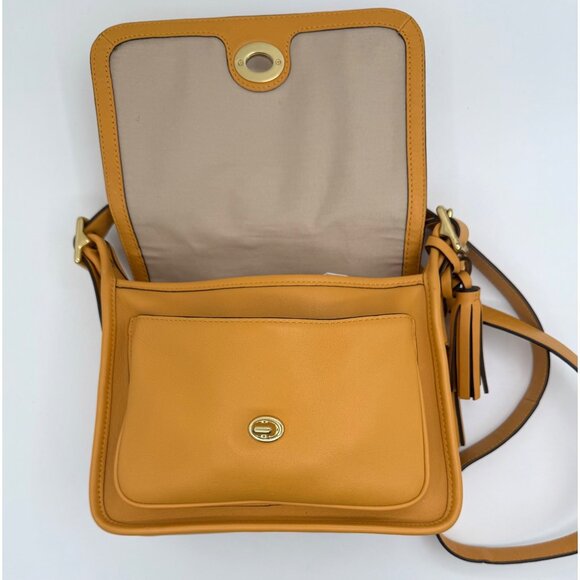 Coach Turnlock Glovetanned Courier Crossbody Mustard Buttercup Tassel Bag NWOT - Picture 6 of 14